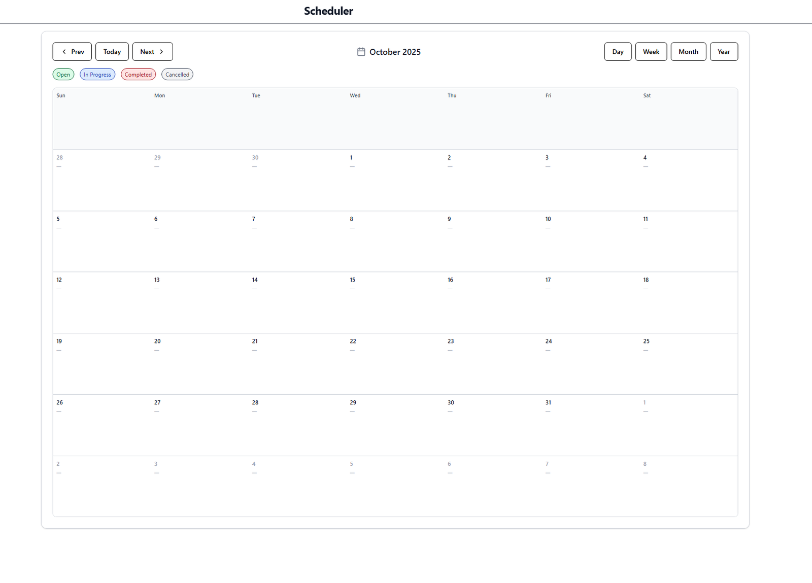 Scheduler (Month View)